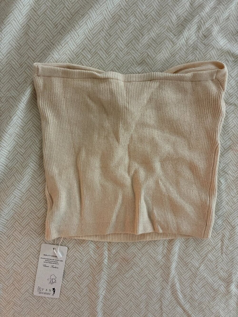 EFAN Beige Knit Twist Front Strapless Tube Top NWT S